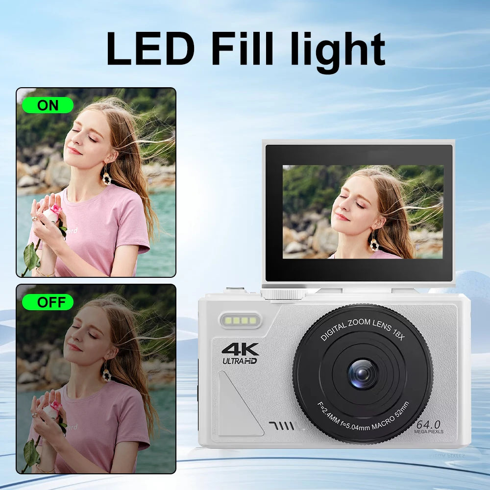 Ourlife 64MP Digital Camera 3.0" Flip Screen