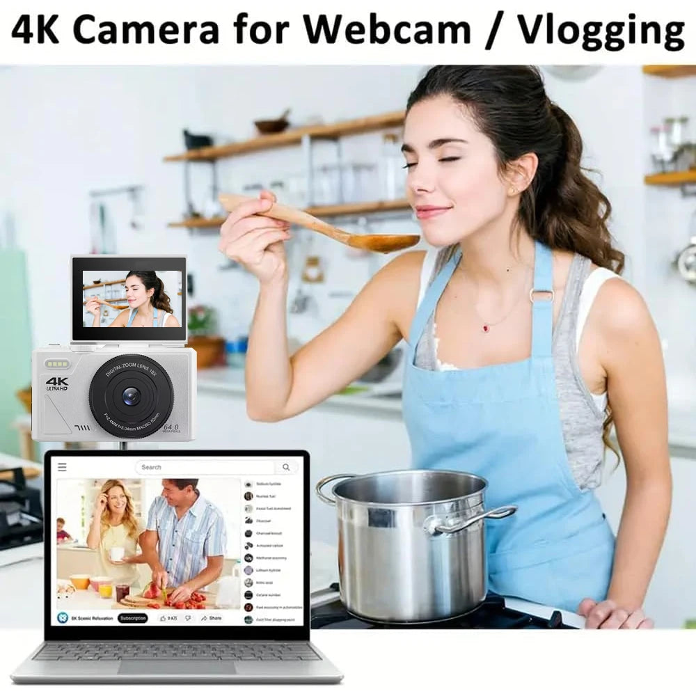 Ourlife 64MP Digital Camera 3.0" Flip Screen