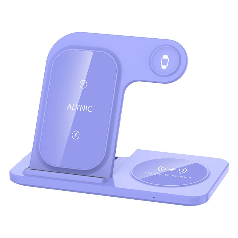 LED Fast Wireless Charger Stand 3 in 1 Foldable