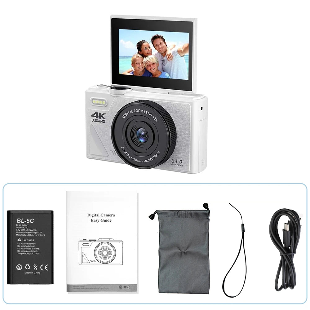 Ourlife 64MP Digital Camera 3.0" Flip Screen