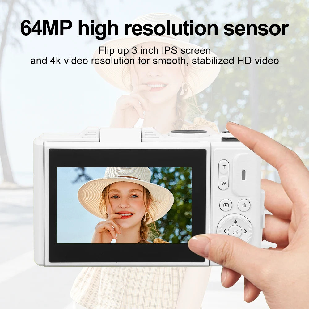 Ourlife 64MP Digital Camera 3.0" Flip Screen