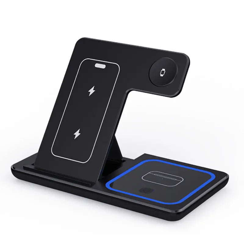 LED Fast Wireless Charger Stand 3 in 1 Foldable