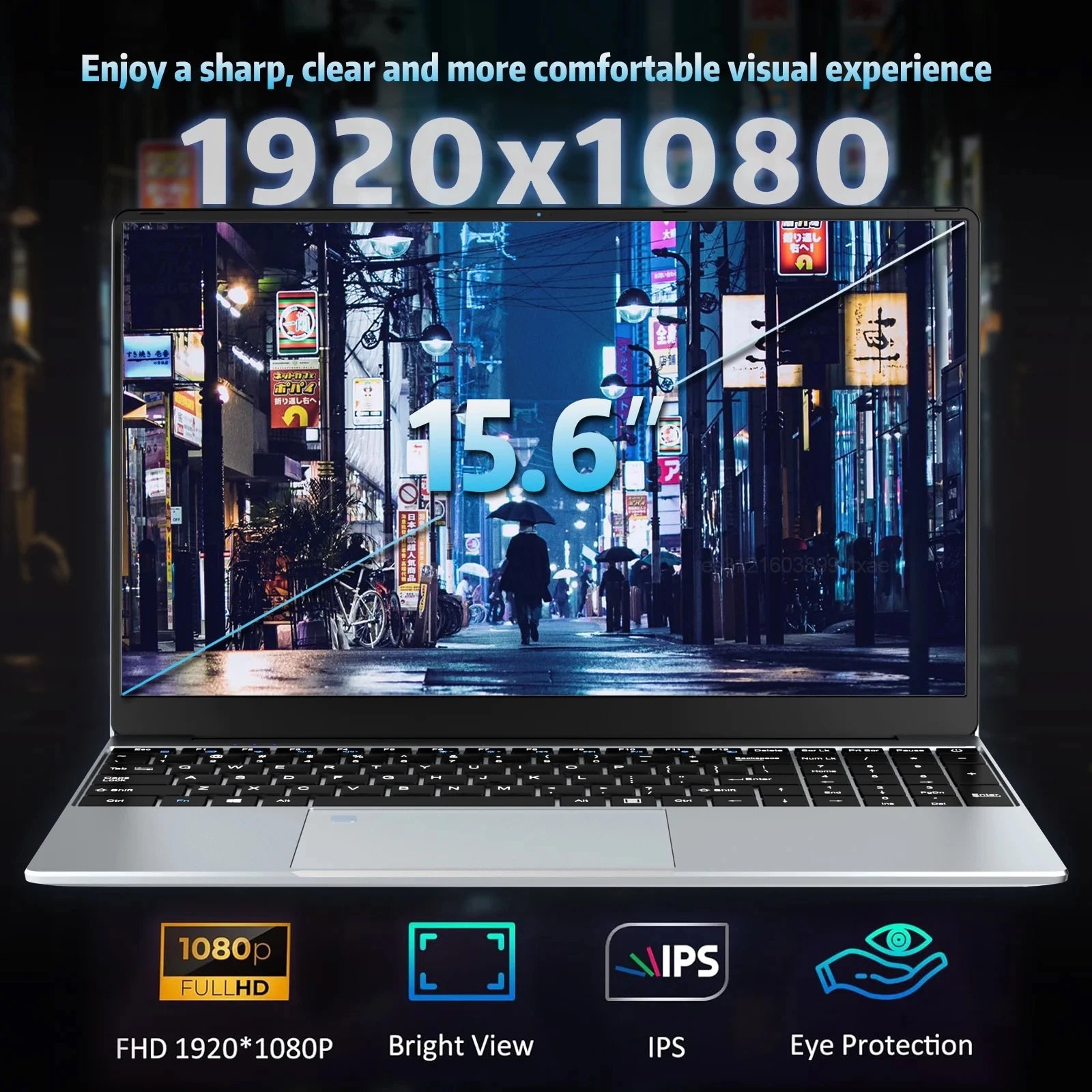 15.6" Portable Laptop Windows11 Office Notebook